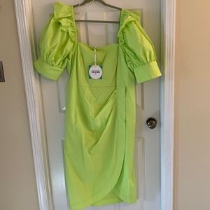 Cristopher John Rogers for Target NWT size 16W/18W yellow/green faux wrap dress